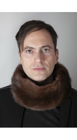 Dark brown polecat fitchew  fur neck warmer - unisex